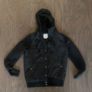 RVCA Women's Black Quilted Vest with Hood